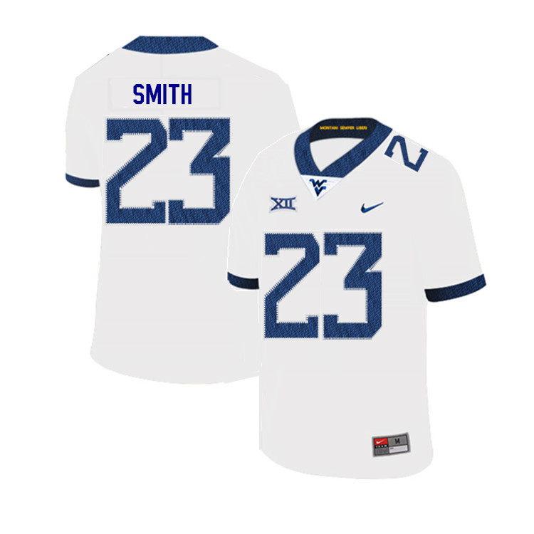 2019 Men #23 Tykee Smith West Virginia Mountaineers College Football Jerseys Sale-White - Click Image to Close